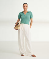 Novelty Cashmere Crochet Short Sleeve Polo