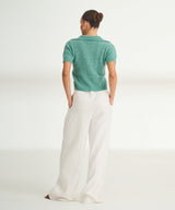 Novelty Cashmere Crochet Short Sleeve Polo