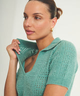 Novelty Cashmere Crochet Short Sleeve Polo