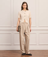 Cashmere Short Sleeve Sweater with Novelty Button