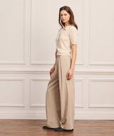 Cashmere Short Sleeve Sweater with Novelty Button