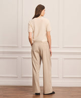 Cashmere Short Sleeve Sweater with Novelty Button