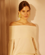 Premium Cashmino Ribbed Draped Top