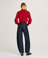 Cotton Fisherman Cinched Waist Zip Up Sweater