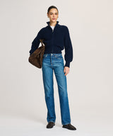 Cotton Fisherman Cinched Waist Zip Up Sweater