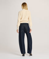 Cotton Fisherman Cinched Waist Zip Up Sweater