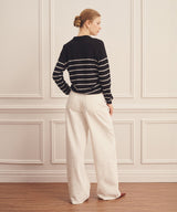 Super Fine Cashmere Long Sleeve Striped Polo