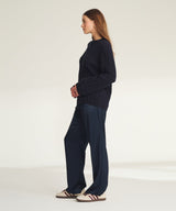 Lightweight Cashmere Cable Oversized Crewneck Sweater