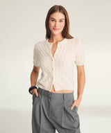 Lightweight Cashmere Cable Short Sleeve Cardigan