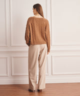 Luxe Cashmere Cable V-Neck Sweater