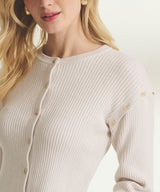 Cotton Cashmere Marled Convertible Sleeve Cardigan