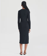 Ribbed Modal Cashmere Crewneck Midi Dress
