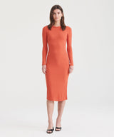 Ribbed Modal Cashmere Crewneck Midi Dress