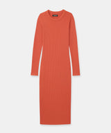 Ribbed Modal Cashmere Crewneck Midi Dress