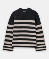 Super Luxe Cashmere Striped Crewneck