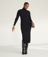 Signature Cashmere Turtleneck Dress with Slits