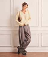 Luxe Cashmere Fisherman V-Neck Sweater