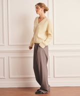 Luxe Cashmere Fisherman V-Neck Sweater