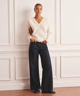 Luxe Cashmere Fisherman V-Neck Sweater