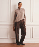 Luxe Cashmere High Neck Henley Sweater