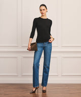 Super Fine Cashmere Three-Quarter Sleeve Crewneck Sweater