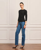 Super Fine Cashmere Three-Quarter Sleeve Crewneck Sweater