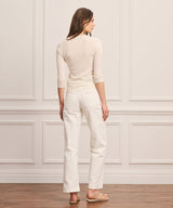 Super Fine Cashmere Three-Quarter Sleeve Crewneck Sweater