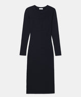 Ribbed Modal Cashmere Crewneck Midi Dress